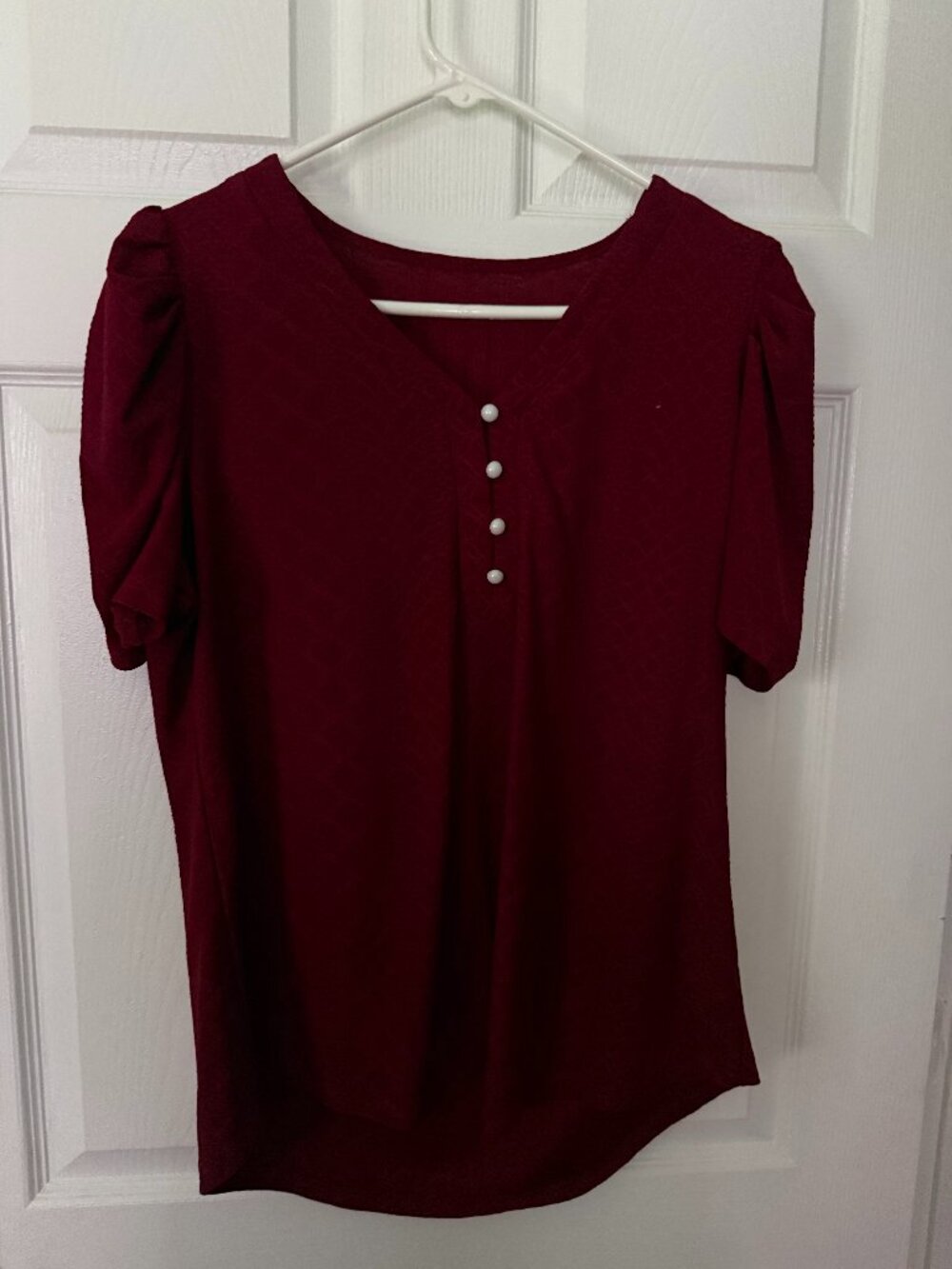 LOMON Puff Short Sleeve Shirt Summer Tops V Neck Casual T Shirts Loose Fit Large